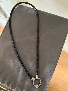 Barbara Bixby sterling/ 18k 18” Braided Leather Cord